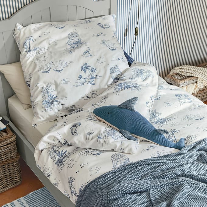 LOBERON Beddengoed Douxie crème/blauw