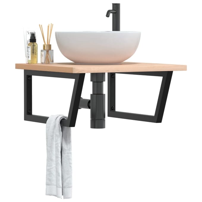 vidaXL - Badkamer - wandschap - staal - en - massief - beukenhout