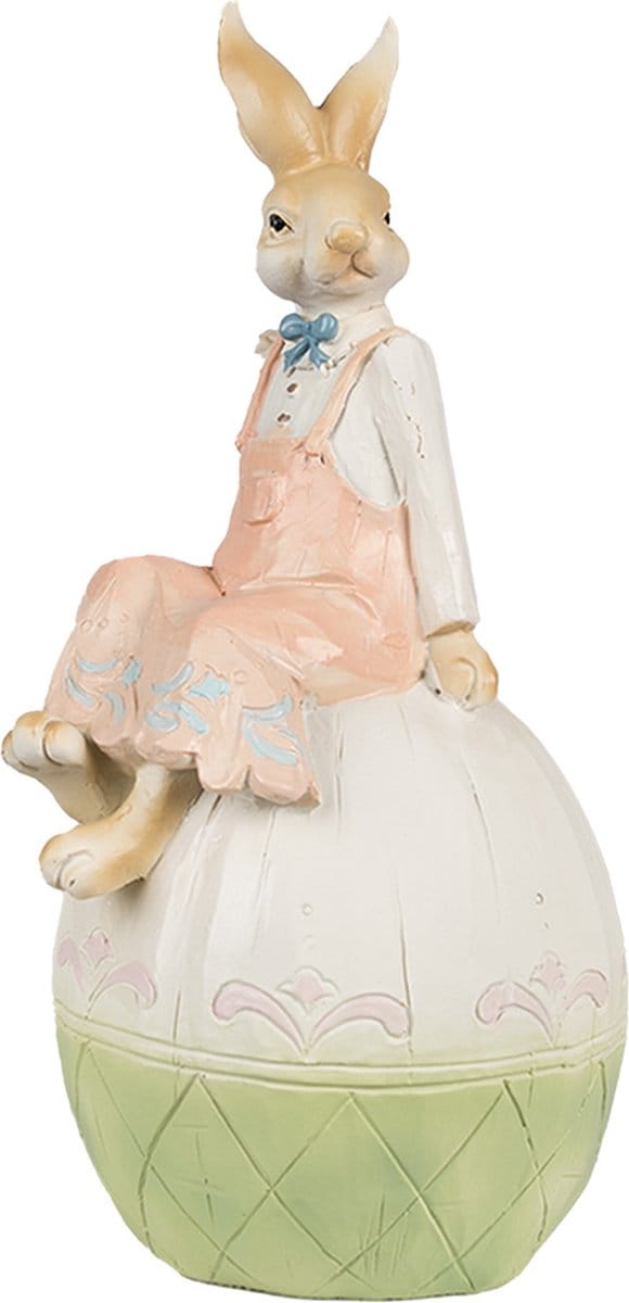 Clayre & Eef Beeld Konijn 24 cm Bruin Groen Polyresin