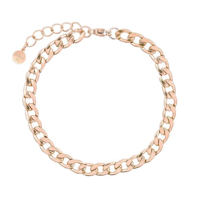 Mint15 Armband platte schakel - Roségoudkleur RVS/Stainless Steel