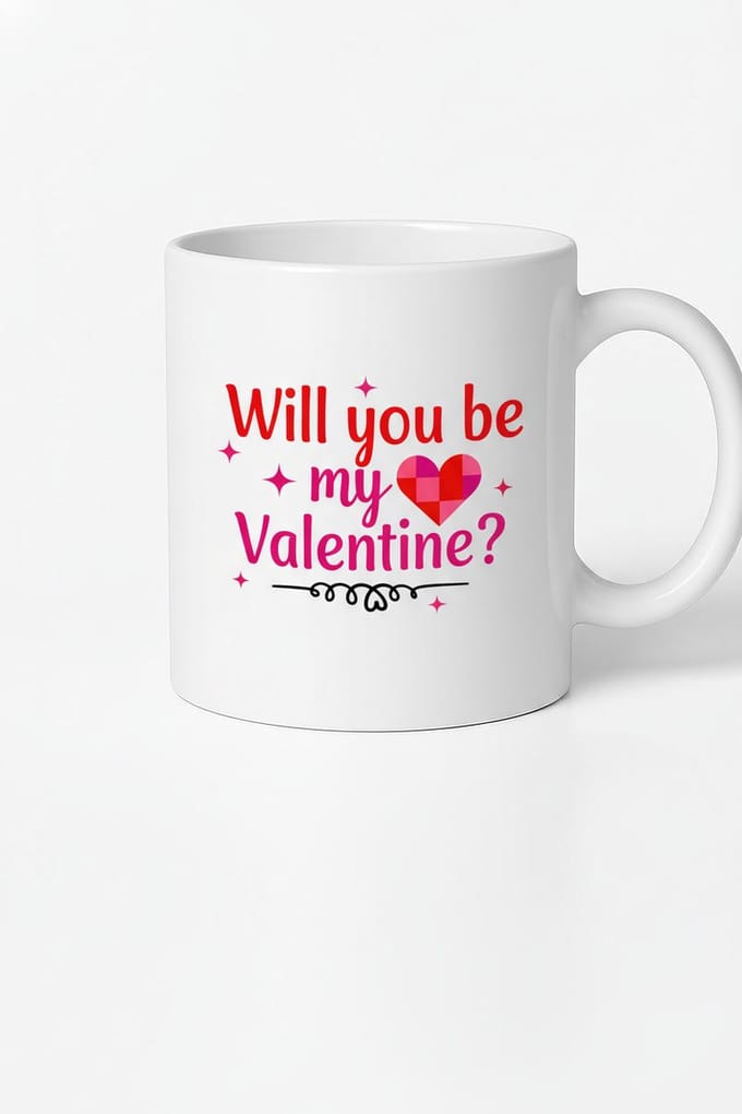 Valentijn Mok 'Will You Be My Valentine?' | Romantisch Cadeau met Hartjes