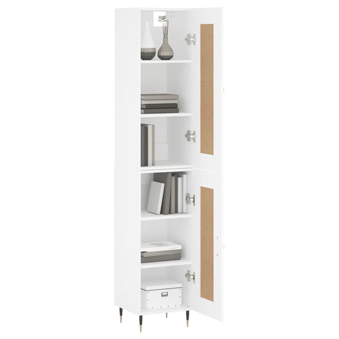 vidaXL - Hoge - kast - 34,5x34x180 - cm - bewerkt - hout - wit