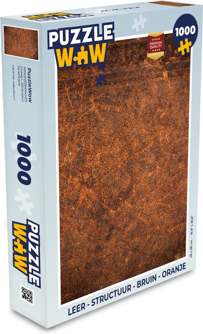 Puzzel Leer - Structuur - Bruin - Oranje - Legpuzzel - Puzzel 1000 stukjes volwassenen