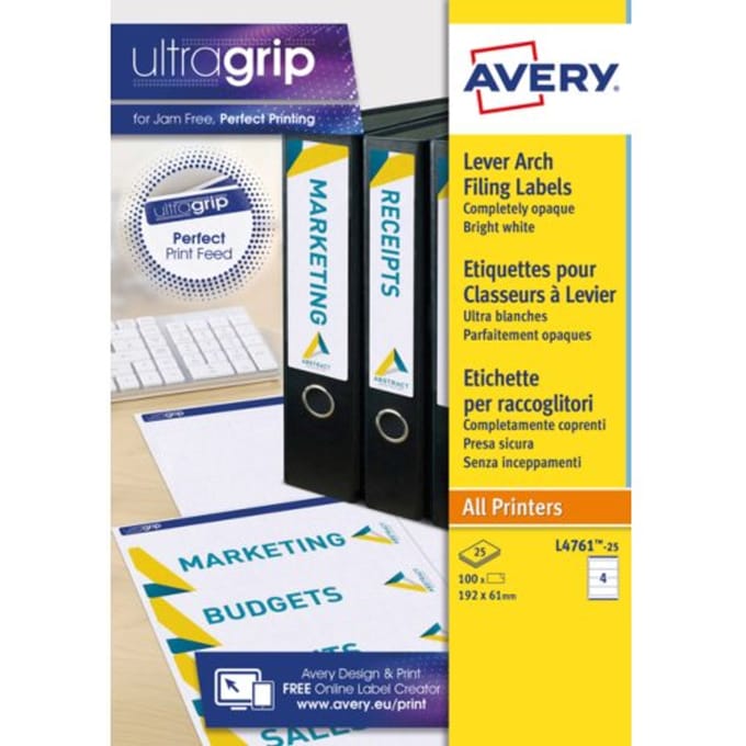 Rugetiket Avery Zweckform breed 61x192mm zelfklevend wit
