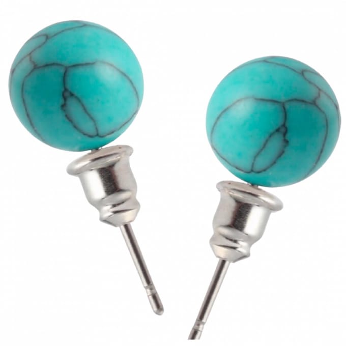 Oorbellen- Turquoise rond- 1 cm-Charme Bijoux
