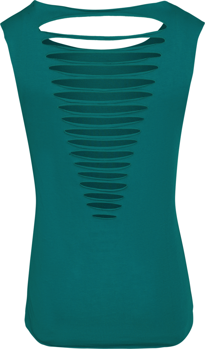 R.E.D. Rock-Engineered Design turquoise top met cut-outs en onafgewerkte randen - Dames - M