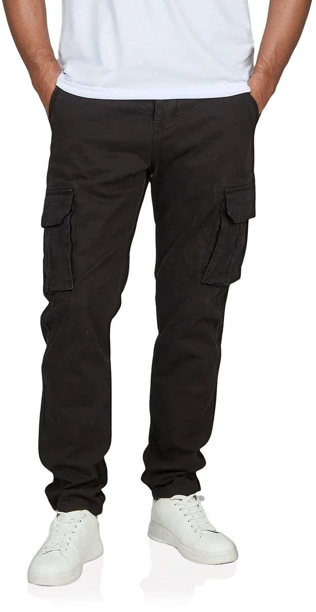 DENIMFY Heren Cargo Broek DFLuke regular/straight Zwart Volwassenen Cargobroek