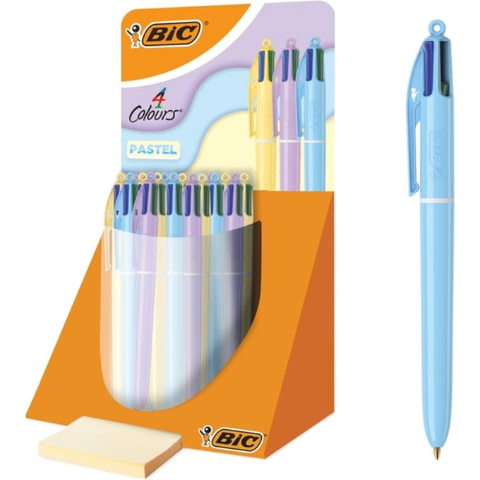 4-Kleuren balpen Bic pastel assorti display à 30 stuks