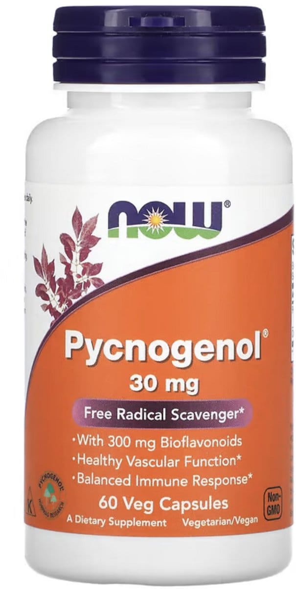NOW Foods Pycnogenol 30 mg – 60 Vegetarische Capsules | Met Bioflavonoïden