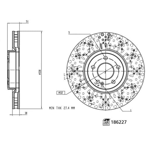Remschijf FEBI BILSTEIN 186227, 1 stuk