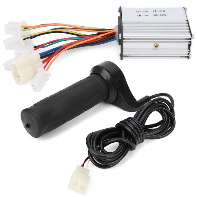 24V 250W Borstelcontroller Verlengkabel Eénhands Grip Set Elektrische Fiets Stuur black