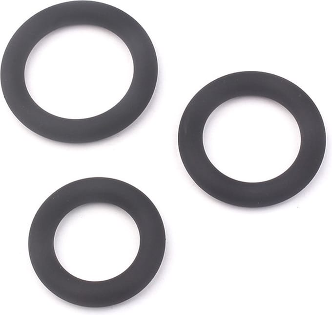 Siliconen cockring set zwart 30 - 40 mm