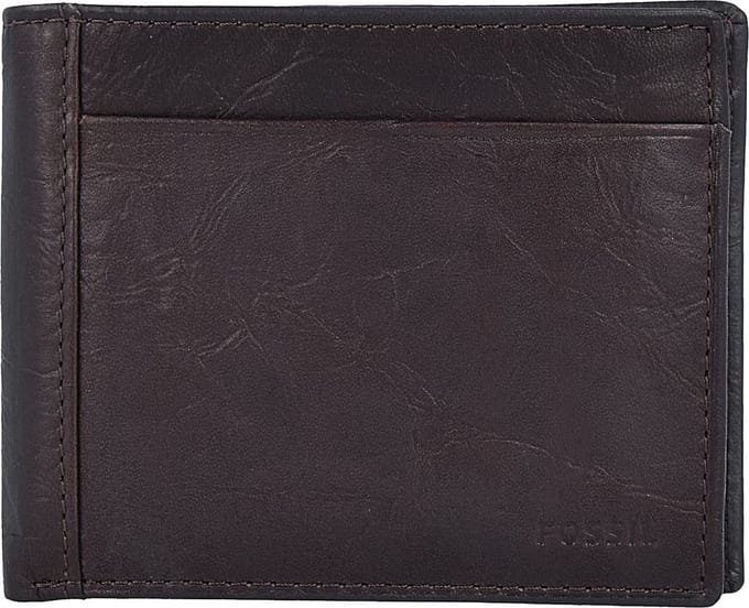 FOSSIL Portemonnee Neel Large Coin Pocket Bifold Brown Bruine