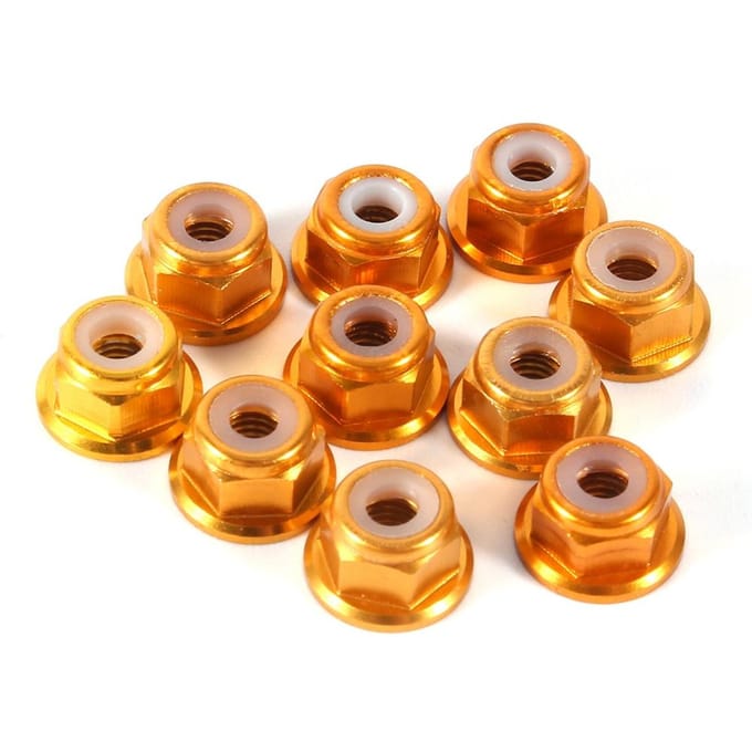 10 stuks M3 Nylon Inzet Zelfborgende Aluminium Moeren Zeskant Borgmoer Goud
