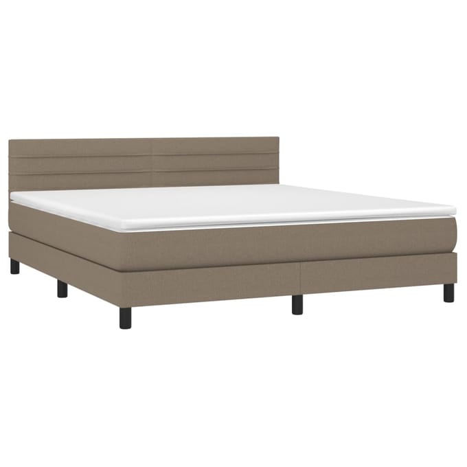 vidaXL - Boxspring - met - matras - en - LED - stof - taupe - 160x200 - cm