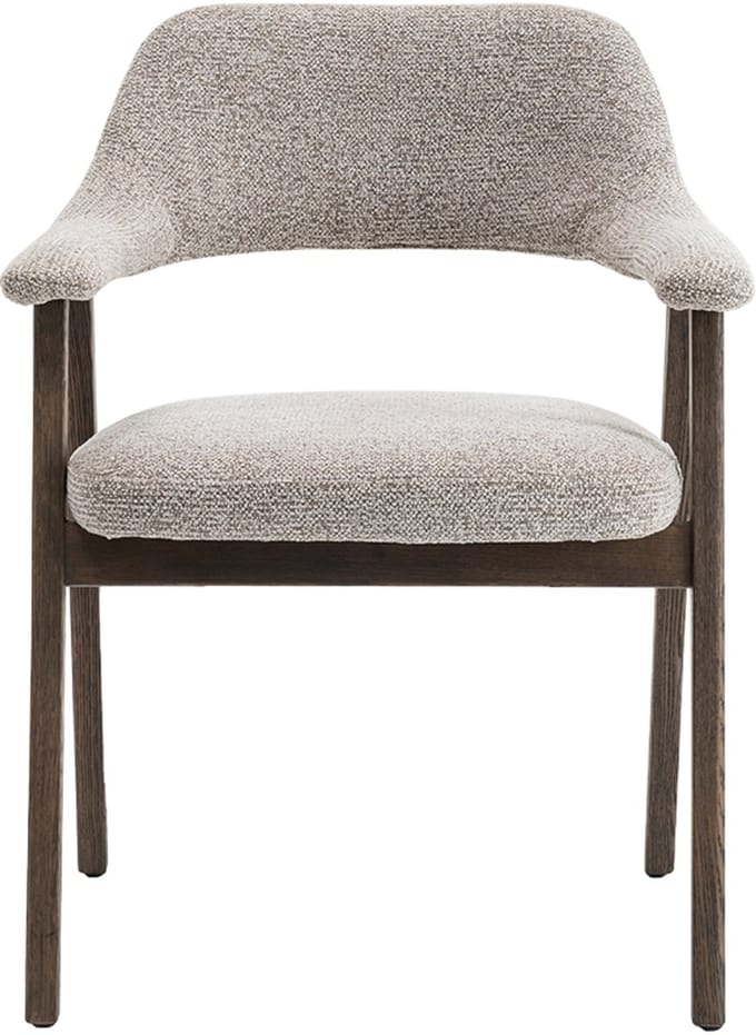 Eetkamerstoel Coralie – gerookt massief eiken – stof Beige – OTE Milan 103 - gemonteerd