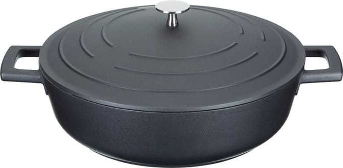 Masterclass Ondiepe Braadpan Met Deksel - Licht Vervaardigd Van Gegoten Aluminium Zwart