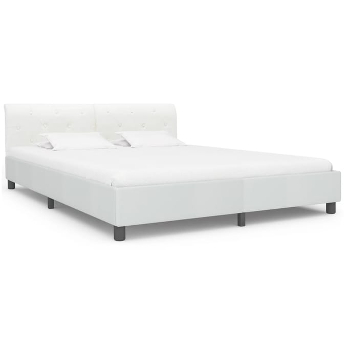 vidaXL - Bedframe - kunstleer - wit - 180x200 - cm