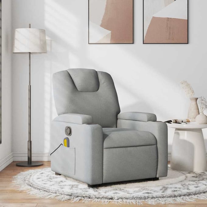 Vidaxl Klapbare Massagestoel, Lichtgrijs, Bekleed met Stof