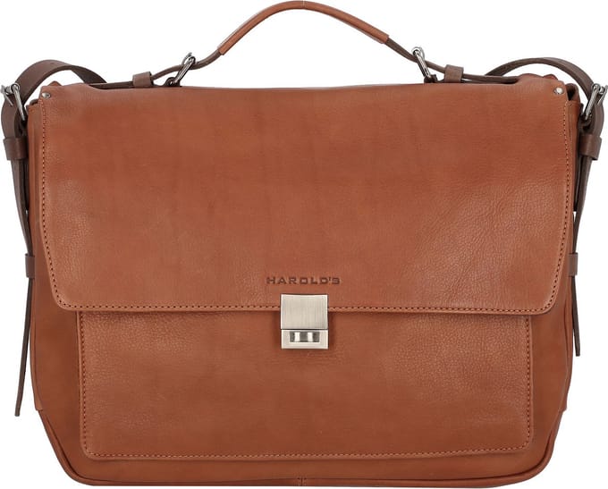 Harold's Aktentas Leder 37 cm Laptopvak - 43cm (17 duim) - cognac/braun