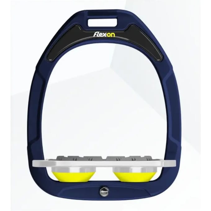 Platte Grip stijgbeugels Marine/Wit/Geel Flex-On Green Composite