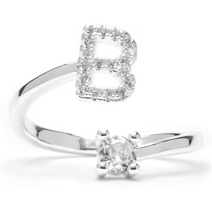Luxenter Ring met glanzende zirkonia, zilveren afwerking - Alphabet