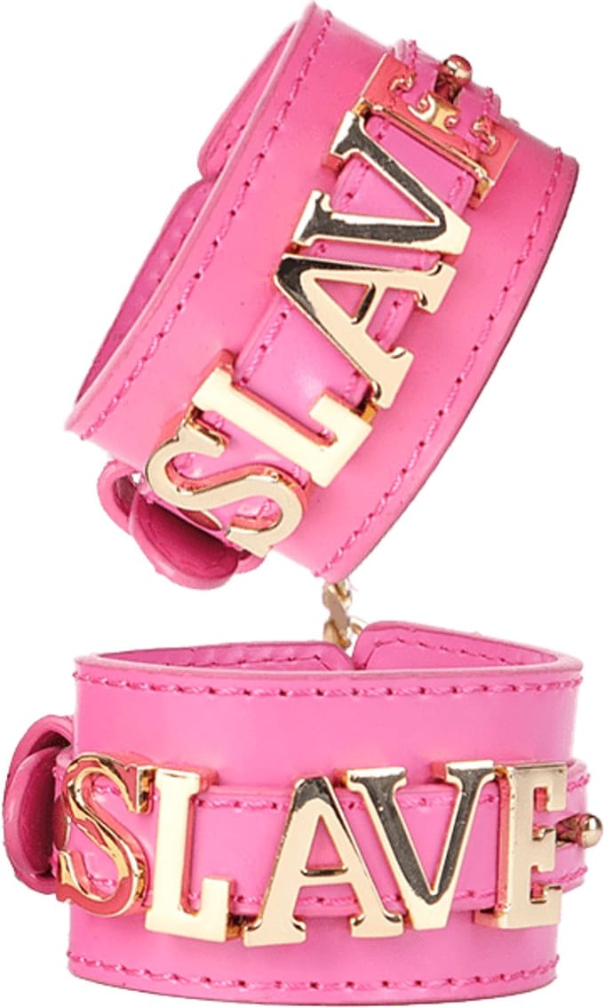 Fixxx - Handboeien met Gouden Letters - SLAVE - Roze