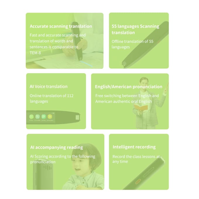 DOSMONO Woordenboek Vertaling Pen Scanner Tekst Scannen Lezen Vertaler Apparaat Meertalig zwart