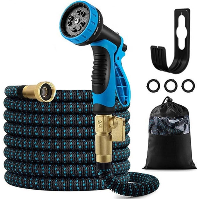 Tuyau d'arrosage extensible, tuyau d'eau Flexible et multifonctionnel pratique avec connecteurs de buse pour EU Connector & 7.5m black