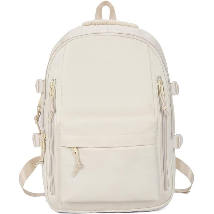 Sacs d'école étudiants tendance et polyvalents, Sacs à dos grande capacité pour collégiens et lycéens, Sacs à dos simples de couleur unie blanc