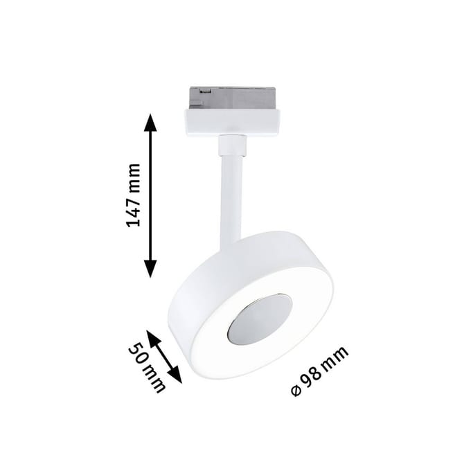 Paulmann URail LED-spot Circle, 3-traps dimbaar, 4.000 K, signaalwit