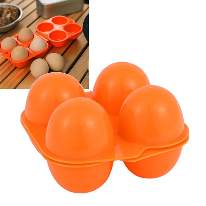 Boîtes à œufs carrées 4 alvéoles en plastique réutilisables Anti-chute Boîte de rangement domestique pour extérieur orange