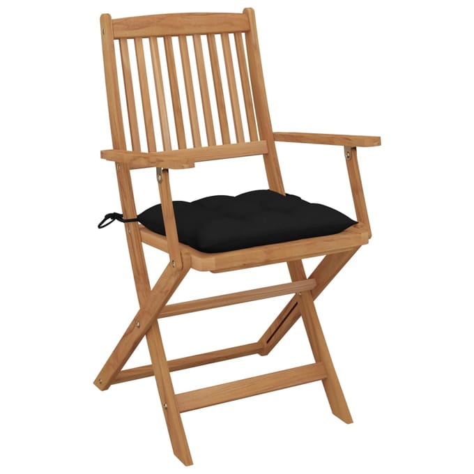 vidaXL - Inklapbare - stoelen - 8 - st - met - kussens - massief - acaciahout