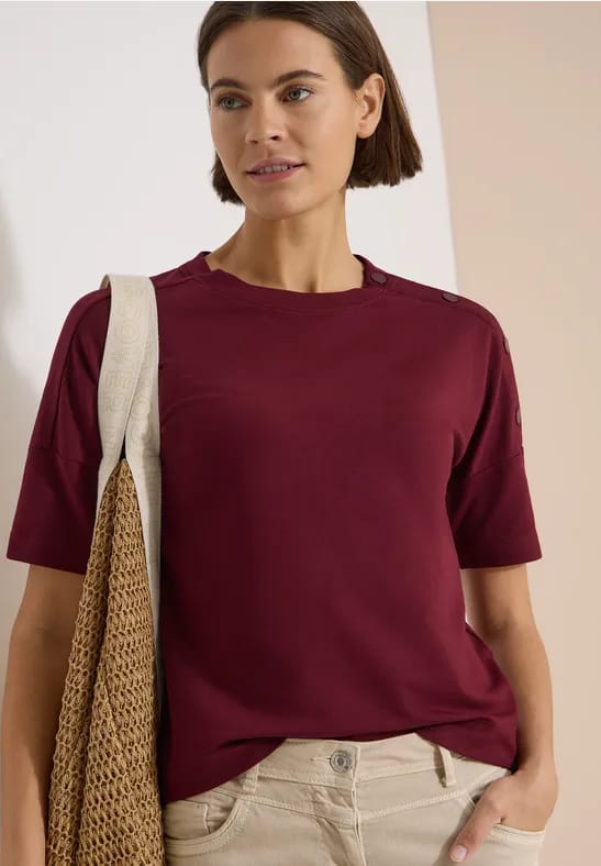 Shirt met afhangende schouders en knopen
