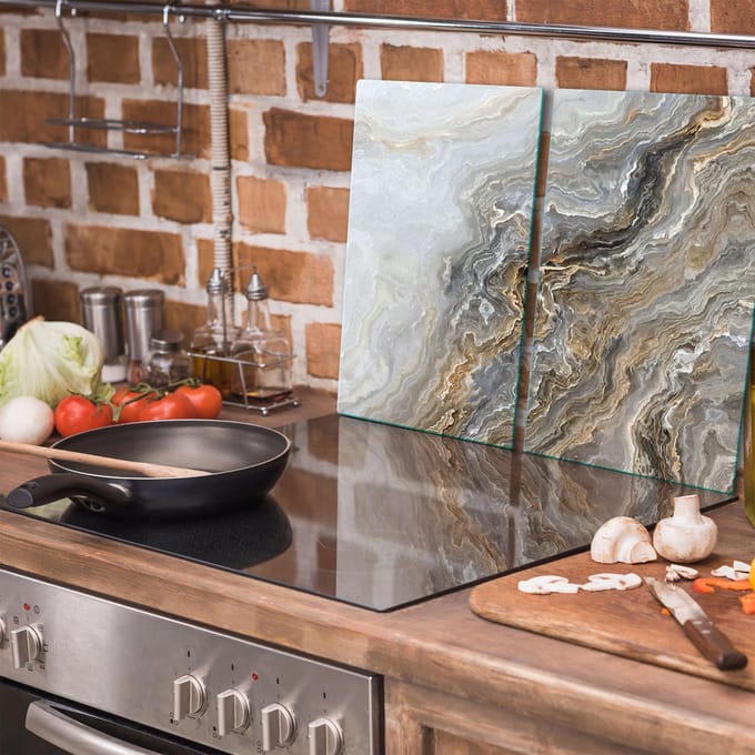 TMK ArtDeko Serie - Snijplank - Glas - 2x 30x52cm - Marmer