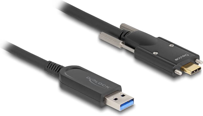 Delock Active Optical Cable USB 10 Gbps Type-A male to USB Type-C™ male with screws on the sides 5 m