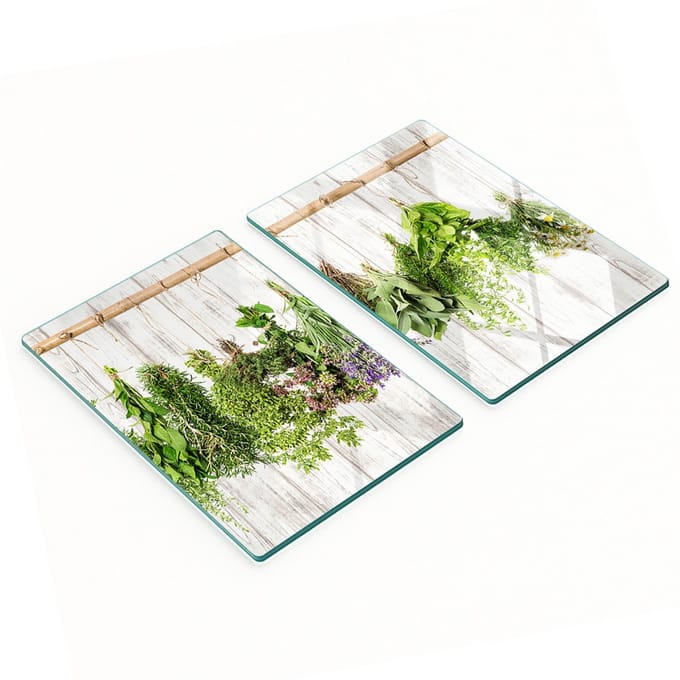 Glazen snijplanken met kruidenmotief, 2x40x52 cm
