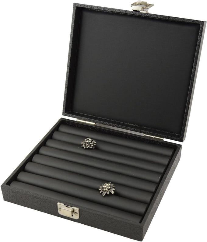 Ring Display Box - Sieraden Opbergdoos - Sieraden Presenteren - Stevige Deksel - 21 x 18.5 x 5 cm - Zwart