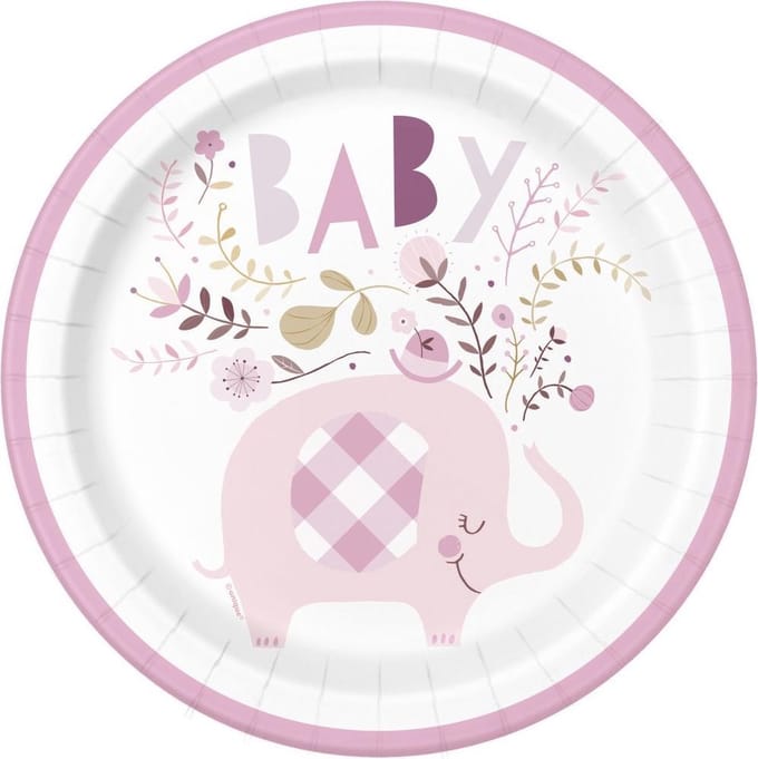 Baby Olifant Borden Bloemen 23cm 8st