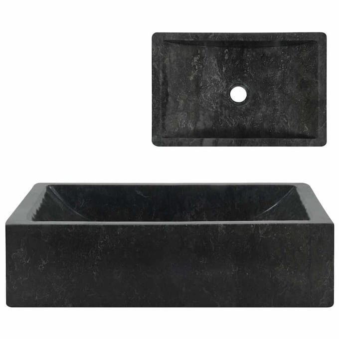 vidaXL - Gootsteen - 45x30x12 - cm - marmer - hoogglans - zwart