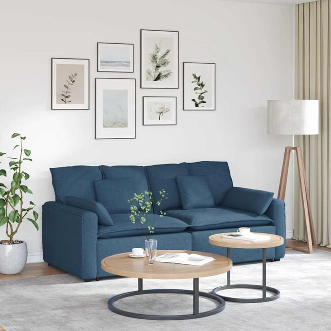 vidaXL Modulaire bank met kussens blauw