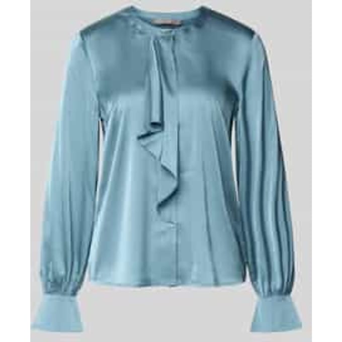 Regular fit satijnen blouse met volant
