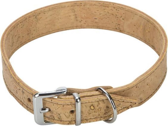 Beeztees leren halsband Cork. Naturel. 50 cm x 30 mm.