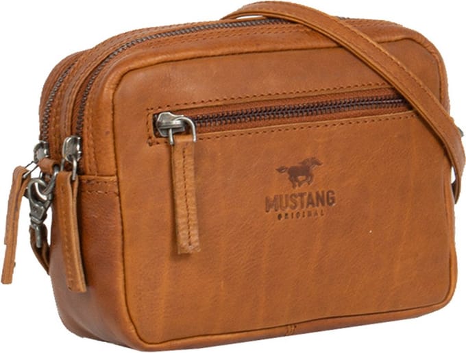 MUSTANG Leren Schoudertas Catania Crossbody Cognac Bruine