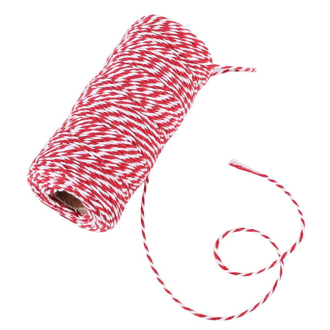 100m Handgemaakte Dubbelkleurige Katoenen Draad Touw String Decoratie(rood wit) red