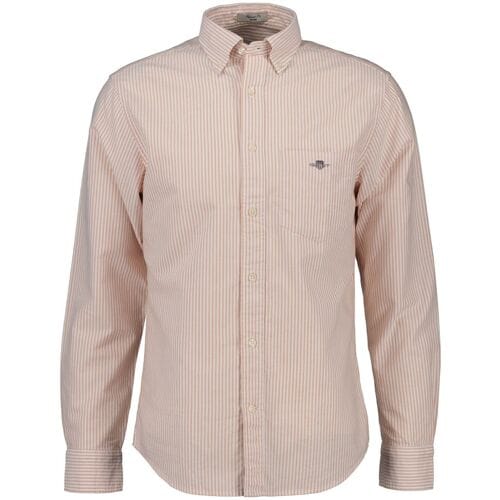 Gant Overhemd Oxford Banker Stripe Button Down Orange Bronze / male