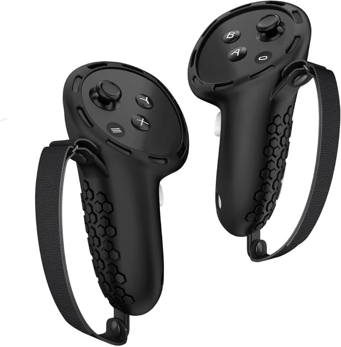 Zwart Siliconen controllerhoes Geschikt voor Meta Quest 3 / Quest 3S - stevige controllerbeschermer, praktisch accessoire voor VR-apparatuur