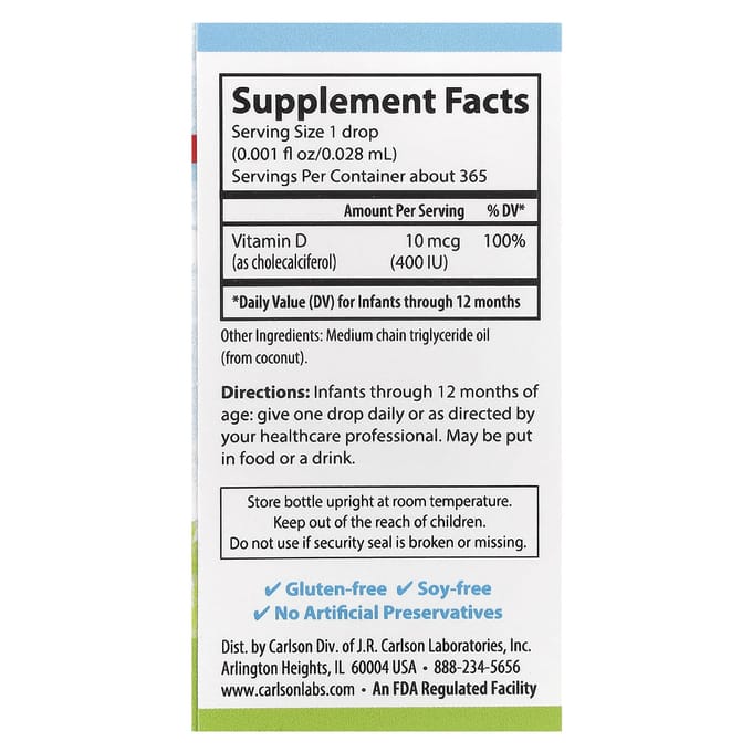 Super Dagelijkse D3 voor Baby, 10 Mcg (400 IE), 0.35 fl oz (10,3 ml)