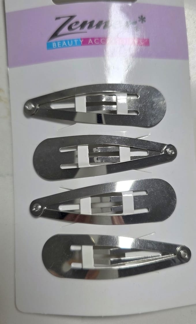 Zenner - 4 click clack haarspeldjes - clic clacs - 5cm - zilver nikkel glad