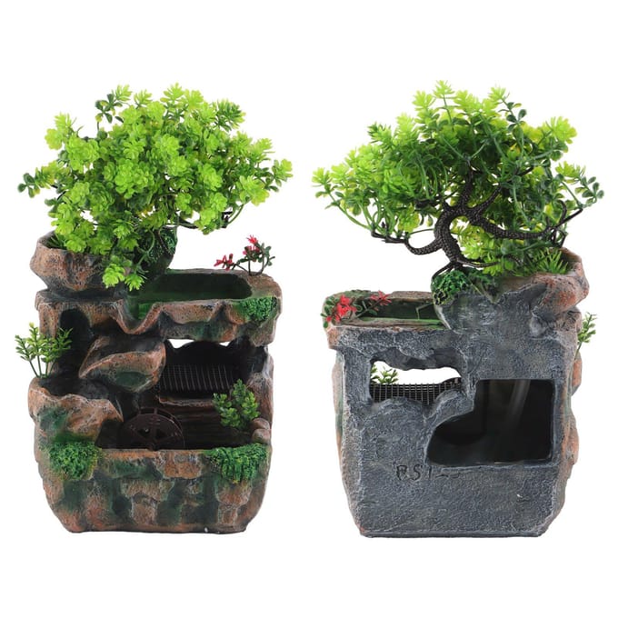 Rocaille en résine Simulation d'arbre Décoration de fontaine de table à eau courante black